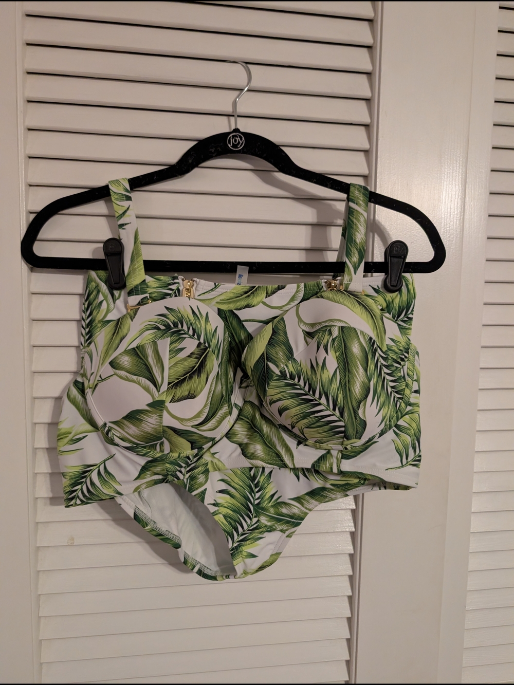 Swimsuits For All Swim Sexy Green Tropical Leaf Two-Piece Swim Set